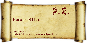 Hencz Rita névjegykártya